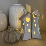 Stone Glazed Ceramic Light up Houses - 2 sizes