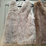 Faux Fur Long Gilet - Stone