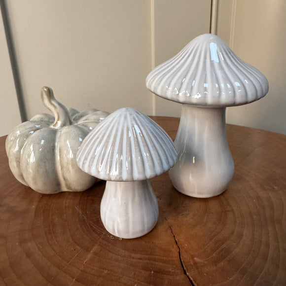 Off White Ceramic Mushrooms - 2 sizes