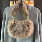 Eliza Gracious - Faux Fur Bag with 2 straps | Beige