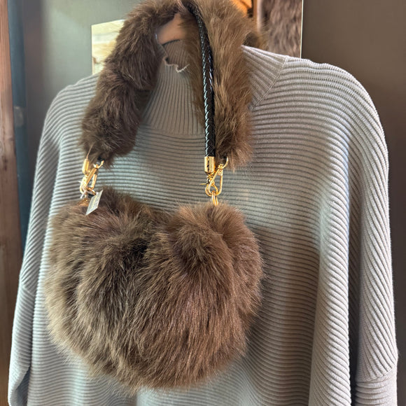 Eliza Gracious - Faux Fur Bag with 2 straps | Brown