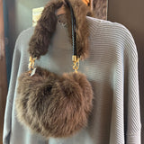 Eliza Gracious - Faux Fur Bag with 2 straps | Beige