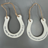 Ceramic Hanging Quotable Horseshoes - 2 quotes