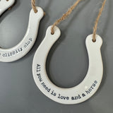 Ceramic Hanging Quotable Horseshoes - 2 quotes