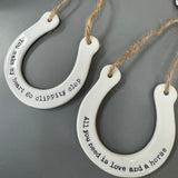 Ceramic Hanging Quotable Horseshoes - 2 quotes