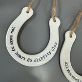 Ceramic Hanging Quotable Horseshoes - 2 quotes