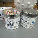 Best Kept Secret Candles - Handmade in the UK
Gift of the Year 2024 Category Winner
Just Because Tin Candle Collection with sprinkles of colourful glitter &amp; gems on the top for that pretty finishing touch..
Meaningful quotes on the tin candle;
Wishing you a Happy Birthday just for you
Hope all your wishes come true... for a sp