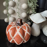 Orange criss cross Ceramic Pumpkin