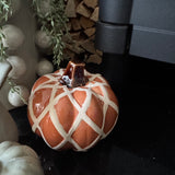 Orange criss cross Ceramic Pumpkin