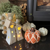 Orange criss cross Ceramic Pumpkin