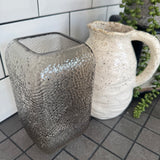 Smokey Brown / Grey Dimpled Square Glass Vase H20cm x D11cm