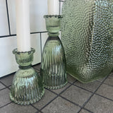 Vintage Green Glass Candle Holder - 2 sizes