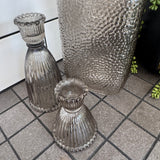 Smokey Brown Glass Candle Holder - 2 sizes