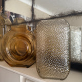 Light Brown Dimpled Square Glass Vase H20 x D11cm