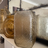 Light Brown Dimpled Square Glass Vase H20 x D11cm