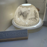 Light Glow - Home; supply the best designs &amp; the highest quality products
White Ceramic&nbsp;Lithophane Dome H8cm T-Light Candle Holder&nbsp;
Design - Butterfly Paradise&nbsp;
