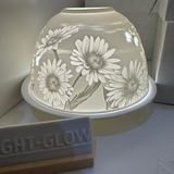 Light Glow - Home; supply the best designs &amp; the highest quality products
White Ceramic&nbsp;Lithophane Dome H8cm T-Light Candle Holder&nbsp;
Design - Daisies