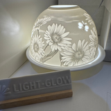 Light Glow - Home; supply the best designs &amp; the highest quality products
White Ceramic&nbsp;Lithophane Dome H8cm T-Light Candle Holder&nbsp;
Design - Daisies