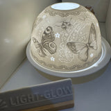 Light Glow - Home; supply the best designs &amp; the highest quality products
White Ceramic&nbsp;Lithophane Dome H8cm T-Light Candle Holder&nbsp;
Design - Butterfly Paradise&nbsp;
