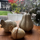 Beige Mottled Ceramic Tall slim Pumpkin W9 x H13cm
