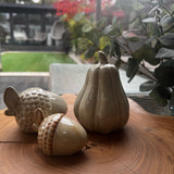 Beige Mottled Ceramic Tall slim Pumpkin W9 x H13cm