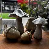 Beige Mottled Ceramic Slim Pumpkin H13cm