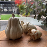 Beige Mottled Ceramic Tall slim Pumpkin W9 x H13cm