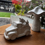 Beige glazed Ceramic Car hauling Pumpkins with textured detail W13 x H10cm&nbsp;