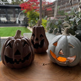 Stone glazed Ceramic Pumpkin T-light H15cm