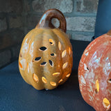 Small glazed pumpkin t-light holders - 2 colours