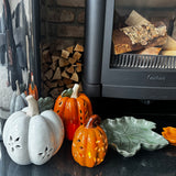 Small glazed pumpkin t-light holders - 2 colours
