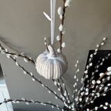 Beige neutral glazed Ceramic hanging Pumpkin bauble H6cm&nbsp;