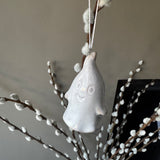 Beige neutral glazed Ceramic hanging Ghost bauble H9cm&nbsp;