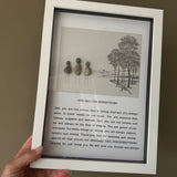 Framed Pebble Art with Script - White block frame 31.5cm
Image - 3 Pebble people (Dad &amp; kids)
OUR DAD,&nbsp; OUR EVERYTHING
Dad, you are the person who is loving, kind and you always seem to know whats on our mind.&nbsp; You are someone who listens, suggests and defends.&nbsp; Dad, you are our person and we will always be the best of friends.&nbsp; You are proud of our triumphs but when things go wrong you are always patient, helpful and strong.&nbsp; Thank you Dad for listening and caring and for that 