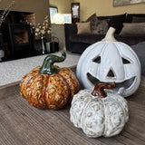 Ceramic Wart Textured Orange Pumpkin Decoration