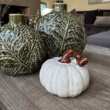 Dark Green Glazed Leaf Vases - 2 sizes