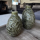 Dark Green Glazed Leaf Vases - 2 sizes