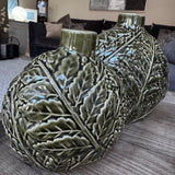 Dark Green Glazed Leaf Vases - 2 sizes