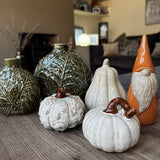Ceramic Beige textured Pumpkin Decoration