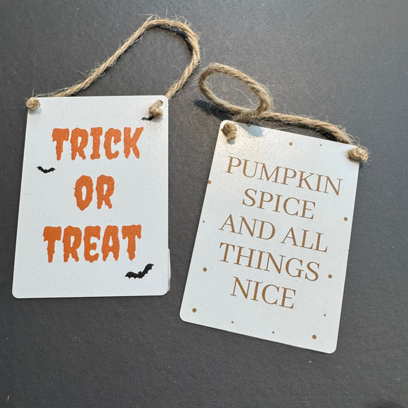 Halloween Mini Metal Signs - 2 quotes