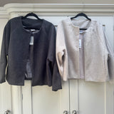 Wool Blend Boxy Jacket - Charcoal
