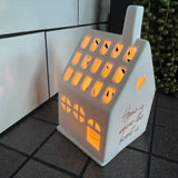 Ceramic T-light House - Home is where the heart is