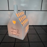 Ceramic T-light House - Home is where the heart is
