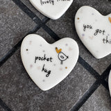 Ceramic Slim Sentiment Heart Tokens - various quotes