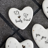 Ceramic Slim Sentiment Heart Tokens - various quotes