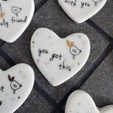 Ceramic Slim Sentiment Heart Tokens - various quotes