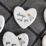 Ceramic Slim Sentiment Heart Tokens - various quotes