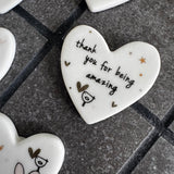 Ceramic Slim Sentiment Heart Tokens - various quotes