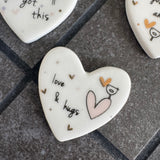 Ceramic Slim Sentiment Heart Tokens - various quotes