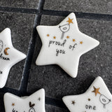 Ceramic Slim Sentiment Star Tokens - various quotes